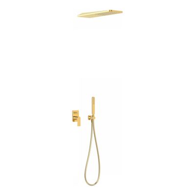 Regendouche set Tres Loft | Inbouw | Mengkraan | 2-weg | Vierkant | 24k Goud glans