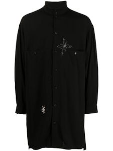 Yohji Yamamoto chemise longue à fleurs - Noir