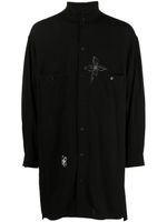 Yohji Yamamoto chemise longue à fleurs - Noir - thumbnail