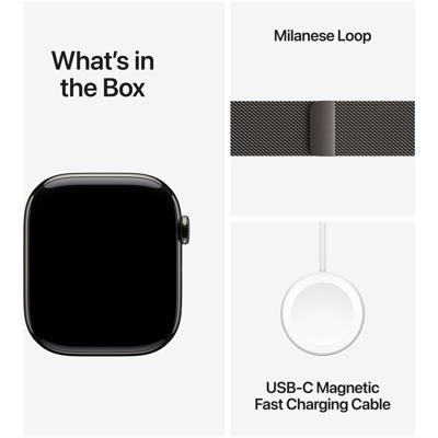 AppleWatch Series 10 GPS + Cellular 46mm Titanium Case met Milanese Loop - S/M Smartwatch Groen
