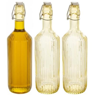 Secret de Gourmet Beugelfles / Weckfles - 3x - geel glas - luchtdicht - 1 liter - waterfles