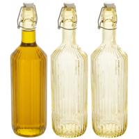Secret de Gourmet Beugelfles / Weckfles - 3x - geel glas - luchtdicht - 1 liter - waterfles