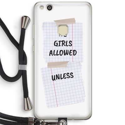 No Girls Allowed Unless: Huawei Ascend P10 Lite Transparant Hoesje met koord