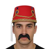 Funny Fashion Arabische Marokkaanse verkleed set - Fez hoedje rood - en nepsnor zwart
