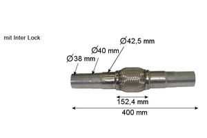 Flexibele slang, uitlaatsysteem LRT, Diameter (mm)42,5mm