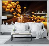 Fotobehang 3d ruimte oranje ballen Fotobehang 3d ruimte oranje ballen