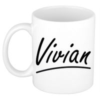 Naam cadeau mok / beker Vivian met sierlijke letters 300 ml Naam cadeau mok / beker Vivian met sierlijke letters 300 ml