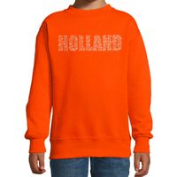 Glitter Holland sweater oranje rhinestone steentjes voor kinderen Nederland supporter EK/ WK - thumbnail