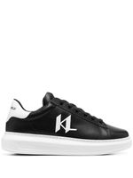 Karl Lagerfeld logo-appliqué leather sneakers - Noir