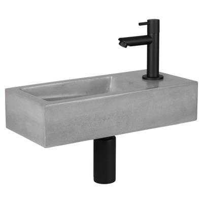 Differnz Jukon fonteinset beton lichtgrijs kraan recht mat zwart 38.5 x 18.5 x 9 cm