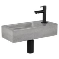 Differnz Jukon fonteinset beton lichtgrijs kraan recht mat zwart 38.5 x 18.5 x 9 cm