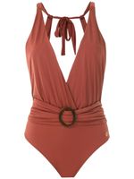 Brigitte maillot de bain drapé - Marron - thumbnail