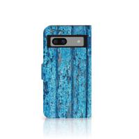 Google Pixel 8A Book Style Case Wood Blue - thumbnail