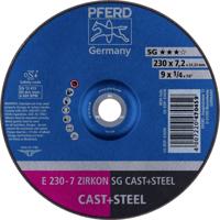 PFERD TOOLS 62223628 E 230-7 ZIRKON SG CAST+STEEL Afbraamschijf gebogen Diameter 230 mm Boordiameter 22.23 mm Grijs/grauw sferoïdisch gietijzer, Staal, Gegoten