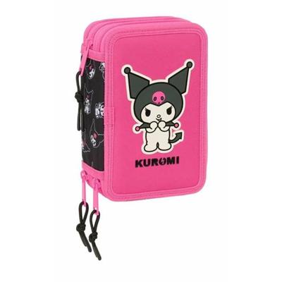 Driedubbele Pennenzak Kuromi Zwart Fuchsia 12,5 x 19,5 x 5,5 cm 37 Onderdelen
