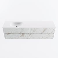 MONDIAZ VICA 180cm badmeubel onderkast Carrara 4 lades. Wastafel MOON links zonder kraangat, kleur Talc. - thumbnail