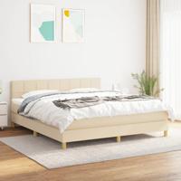 Boxspring met matras stof crèmekleurig 180x200 cm