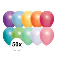 50x Gekleurde metallic heliumballonnen 30 cm   -