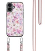 iPhone 17 hoesje met rosegoud koord - Hortensia