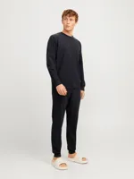 Huispak heren - Loungeset heren - Mannen pyjamapak met lange mouwen - S - Zwart - S