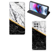 Motorola Moto G100 | Standcase | Marmer Wit Zwart - Origineel Cadeau Man