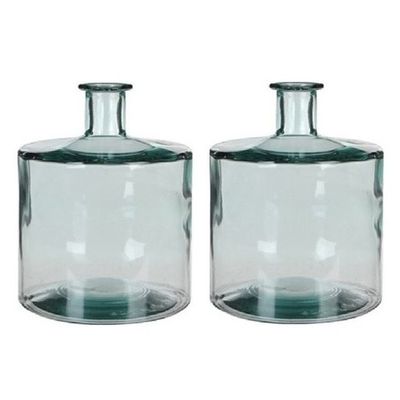 2x Fles vaas Guan 21 x 26 cm transparant gerecycled glas
