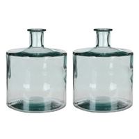 2x Fles vaas Guan 21 x 26 cm transparant gerecycled glas