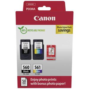 Canon Inktcartridge PG-560/CL-561 Photo Value Pack Origineel 2-pack Zwart, Cyaan, Magenta, Geel 3713C008