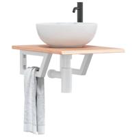 Badkamer wandschap staal en massief eikenhout