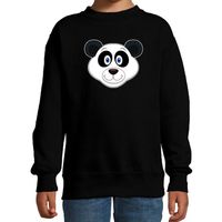 Cartoon panda trui zwart voor jongens en meisjes - Cartoon dieren sweater kinderen 14-15 jaar (170/176)  -