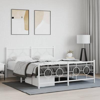 Bedframe met hoofd- en voeteneinde metaal wit 150x200 cm