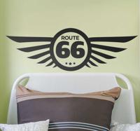 Muursticker logo Route 66 vleugels