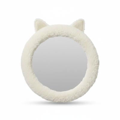 H&S Collection Spiegel Dier / Wandspiegel - rond - 31 cm - kinderkamer - wit - met oortjes