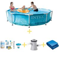 Intex Zwembad - Metal Frame - Strandzijde - 305 x 76 cm - Inclusief WAYS Onderhoudspakket, Filterpomp & Grondzeil - thumbnail