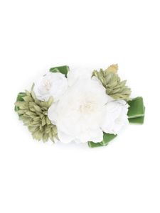 Colorichiari barrette à fleurs appliquées - Blanc