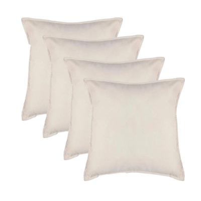 Bank/sierkussens huiskamer Sophia - 4x stuks - 52 x 52 cm - Ivoor wit - polyester - met rits