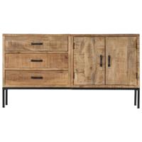 The Living Store Dressoir Massief Mangohout - 140x35x75 cm - 3 lades - 2 deuren - thumbnail