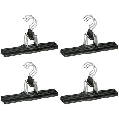 12x kunststof broekhangers - kledinghangers - 26 cm - zwart - kunststof - kleerhangers