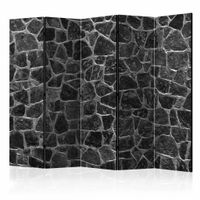 Vouwscherm - Zwarte stenen 225x172cm , gemonteerd geleverd, dubbelzijdig geprint (kamerscherm)