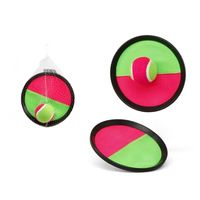 Strand vangbal spel met klittenband roze/groen 19 cm   - - thumbnail