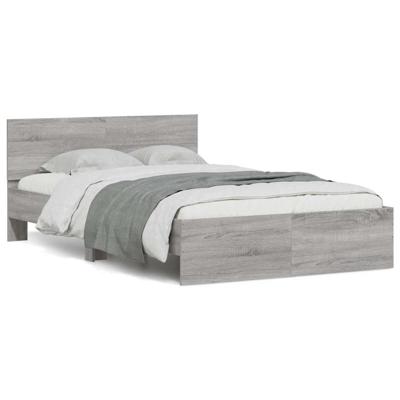 Bedframe met hoofdeinde en LED grijs sonoma eiken 140x200 cm