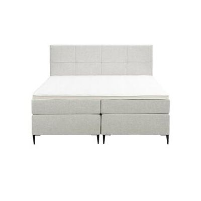 Boxspring Liv geblokt - ecru - 160x200 cm - slanke poot - Leen Bakker
