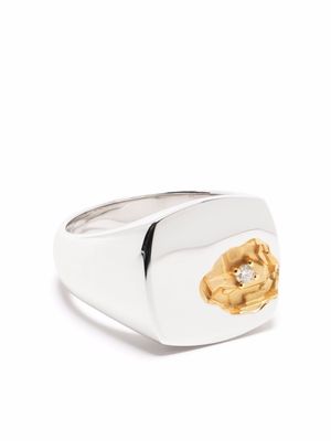 Tom Wood grande bague en or 14ct pavée de diamants - Argent