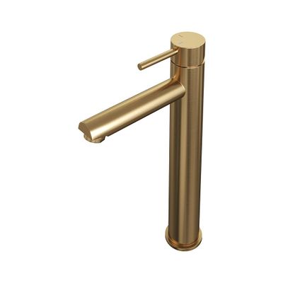 Wastafelmengkraan Brauer Gold Edition Coldstart Opbouw Hoog Ronde Hendel Geborsteld Goud PVD