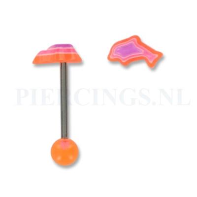 Tongpiercing acryl dolfijn oranje-paars