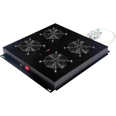 ROLINE dakventilatie-unit met 4 ventilatoren, thermostaat, zwart