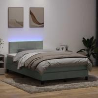 Boxspring met matras en LED fluweel lichtgrijs 120x210 cm