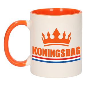 Koningsdag mok/ beker oranje wit 300 ml