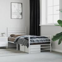 Bedframe met hoofd- en voeteneinde metaal wit 100x200 cm