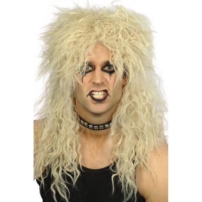 Rockers pruik - verkleed/carnaval - blond - heren - lang haar met krullen